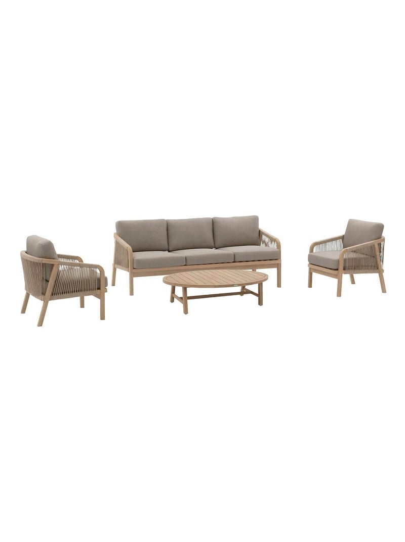 Salon de jardin en acacia 5 places PAPOUASIE Marron - Kiabi