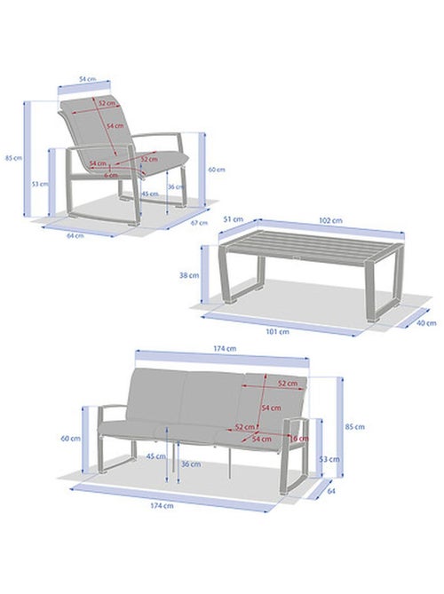 Salon de jardin en aluminium 5 places BOREANE - Kiabi