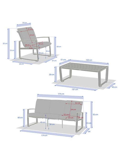Salon de jardin en aluminium 5 places BOREANE - Kiabi