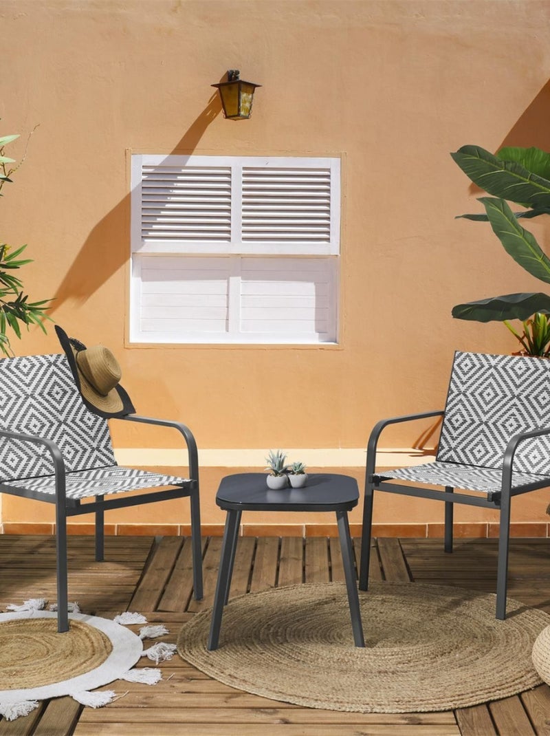 Salon de jardin en aluminium et texaline 2 places MEXICO Gris - Kiabi