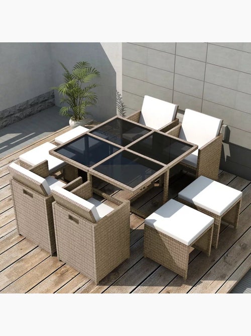 Salon de jardin encastrable en rotin - Kiabi