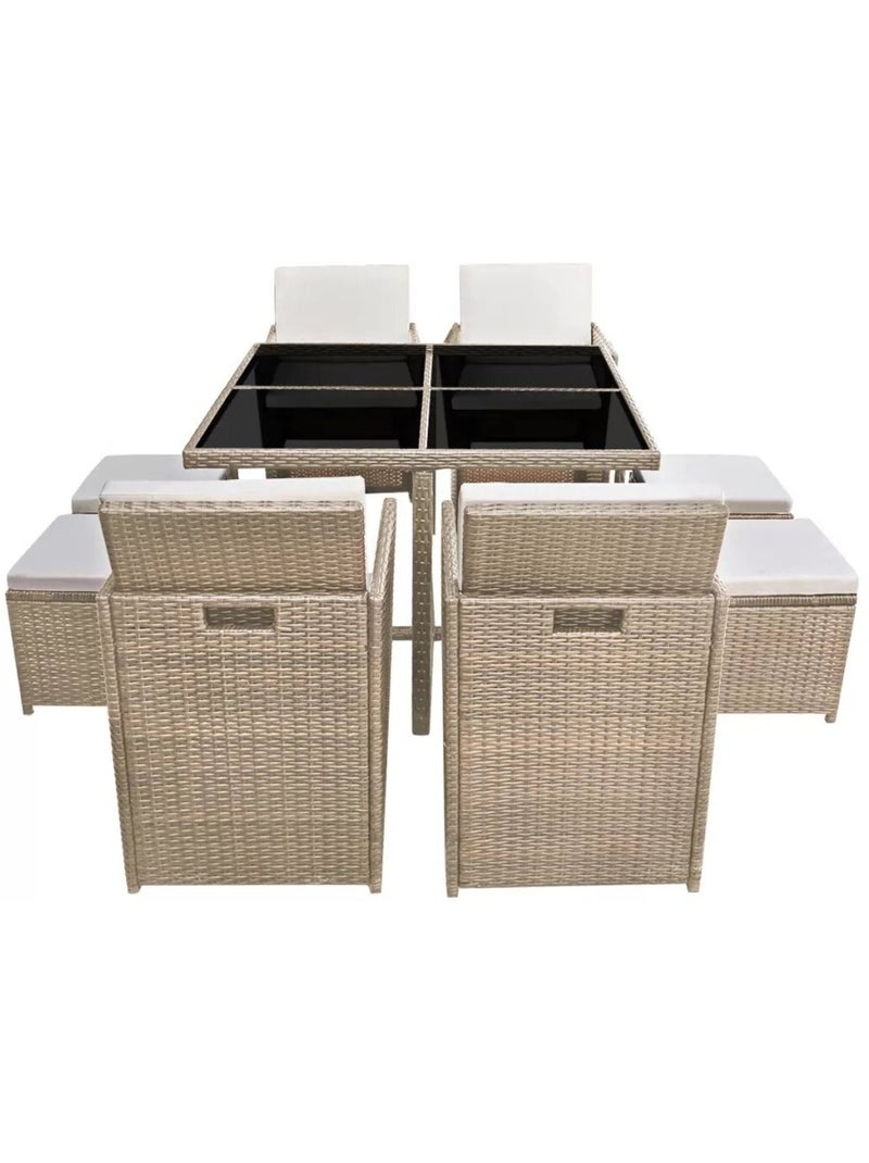 Salon de jardin encastrable en rotin Beige - Kiabi