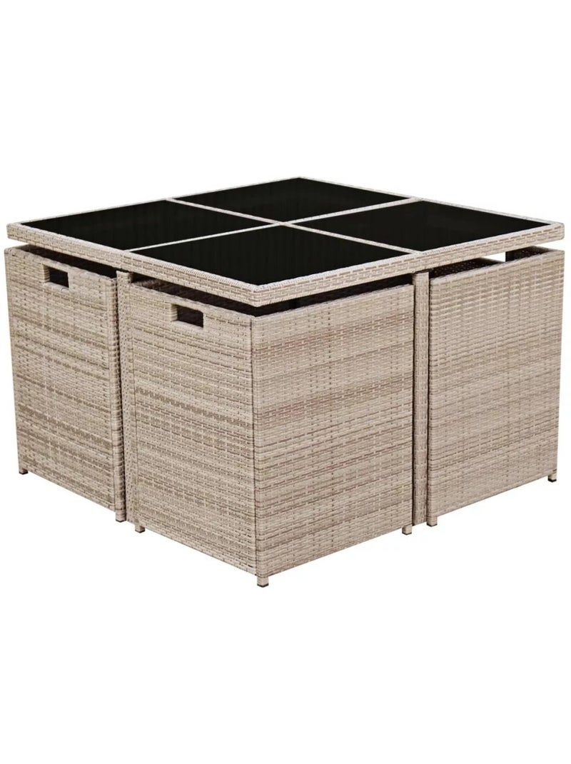 Salon de jardin encastrable en rotin Beige - Kiabi
