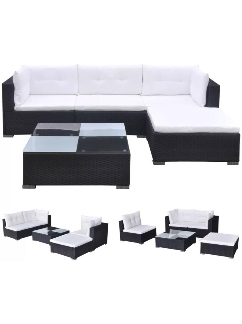 Salon de jardin modulable en résine tressée Noir - Kiabi
