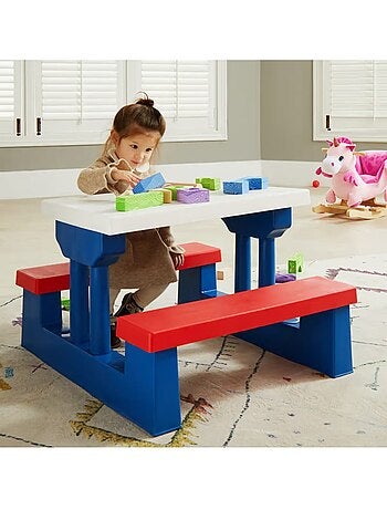 Salon de jardin pour enfants table et bancs avec parasol