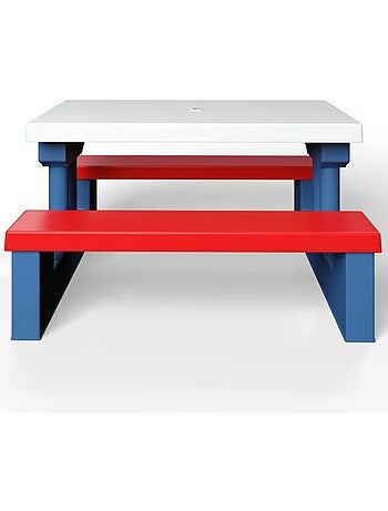 Salon de jardin pour enfants table et bancs avec parasol