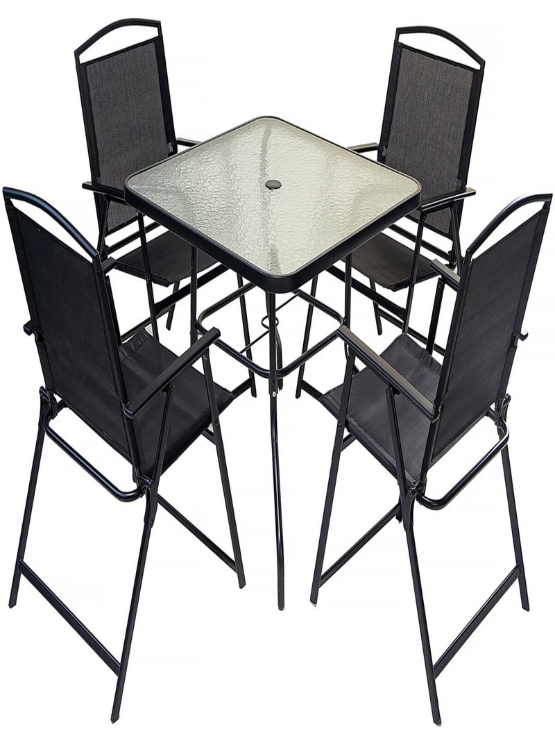 Salon de jardin repas en métal "Maude" - 4 places -  Noir Noir Noir - Kiabi