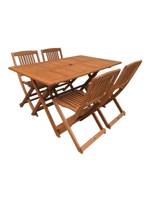 Salon de jardin repas "Hongkong 4" - Maple - Marron clair - Kiabi