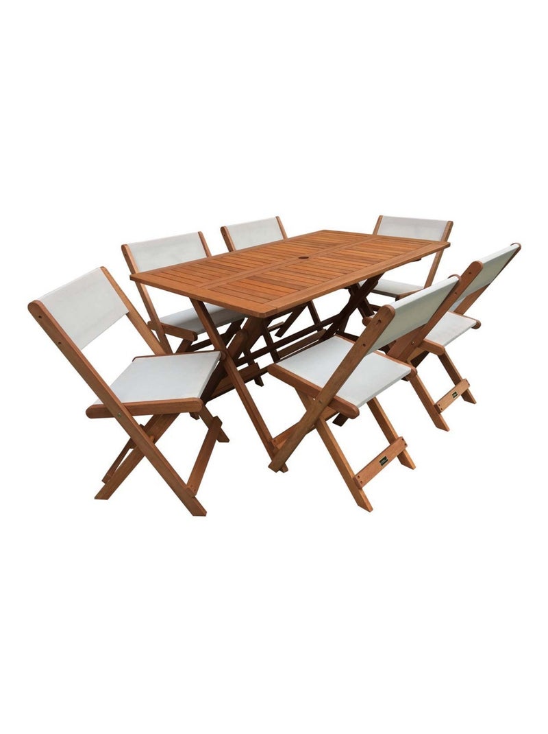 Salon de jardin repas "Séoul" - 1 Table + 6 chaises - Maple - Beige Beige - Kiabi