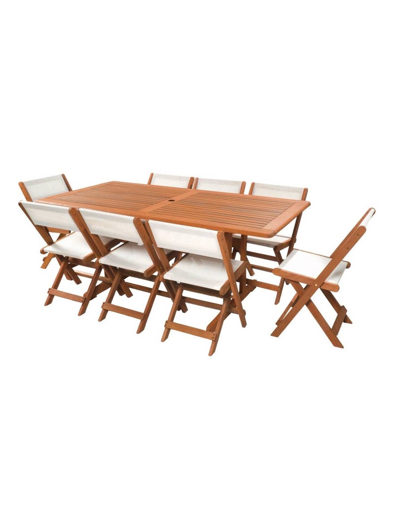 Salon de jardin repas "Séoul" - 1 Table + 8 chaises - Maple - Beige Beige - Kiabi