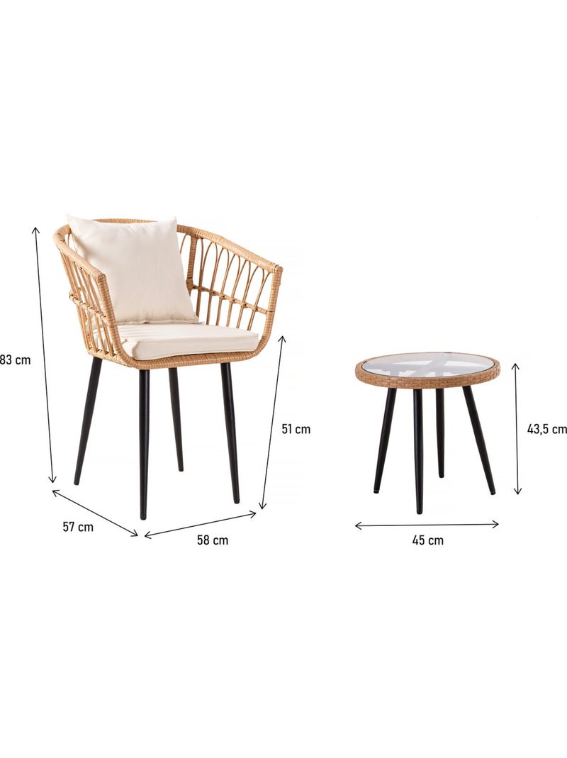 Salon de jardin rotin Marron - Kiabi