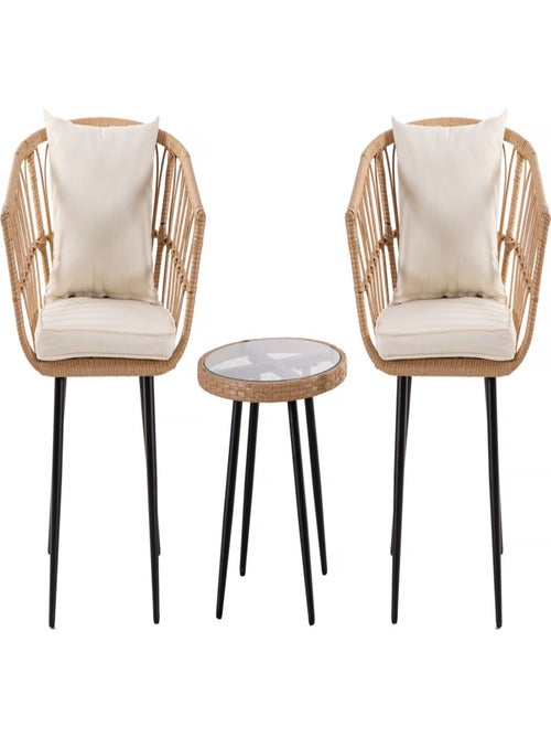 Salon de jardin rotin "Vela" - 2 places - Marron - Kiabi