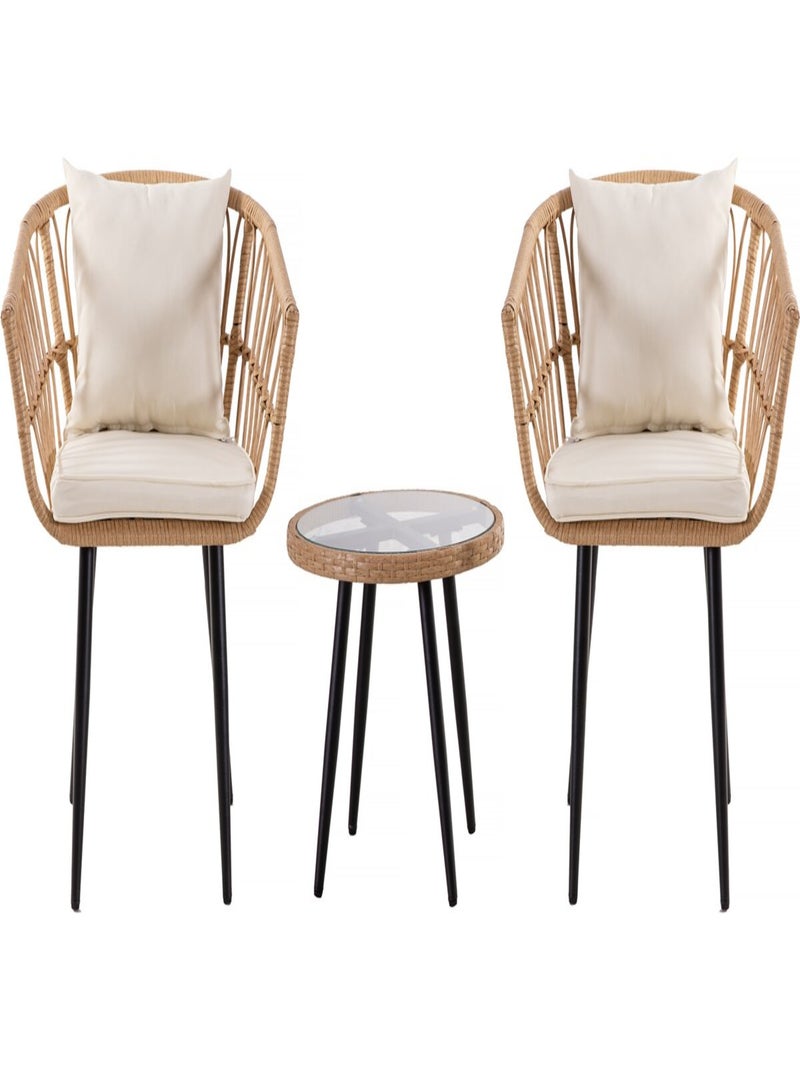 Salon de jardin rotin "Vela" - 2 places - Marron Marron - Kiabi