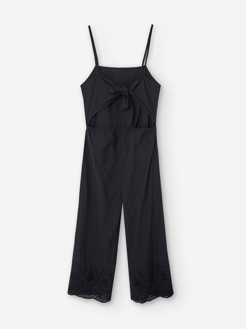 Salopette à Bretelles avec Broderie Anglaise Noir - Kiabi