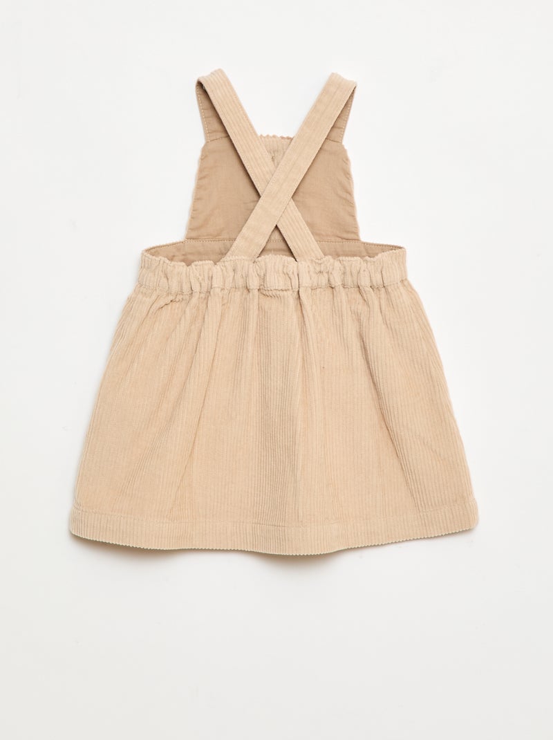 Salopette à bretelles en velours Beige - Kiabi