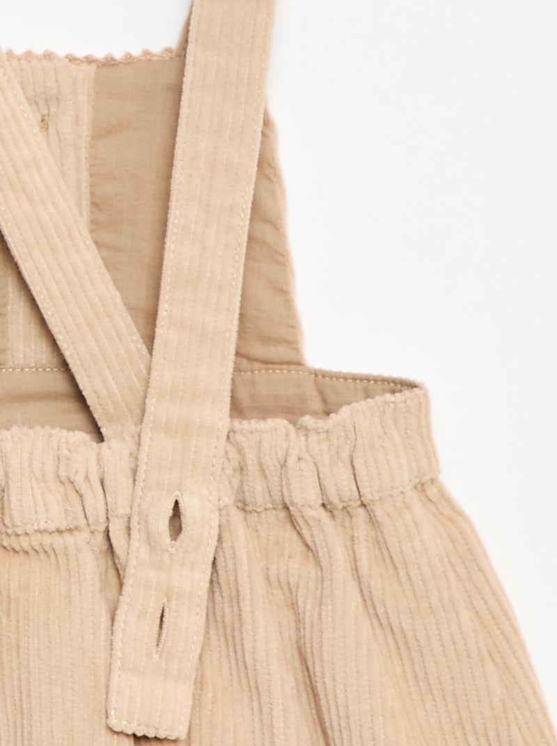Salopette à bretelles en velours Beige - Kiabi