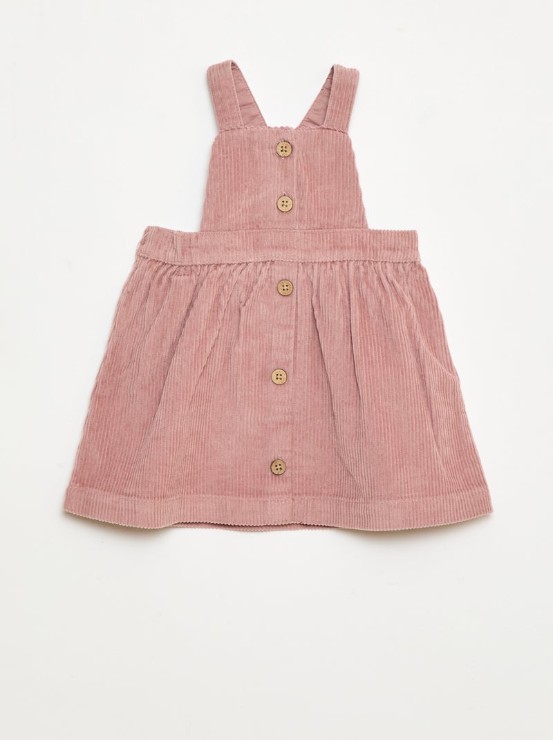 Salopette à bretelles en velours Rose - Kiabi