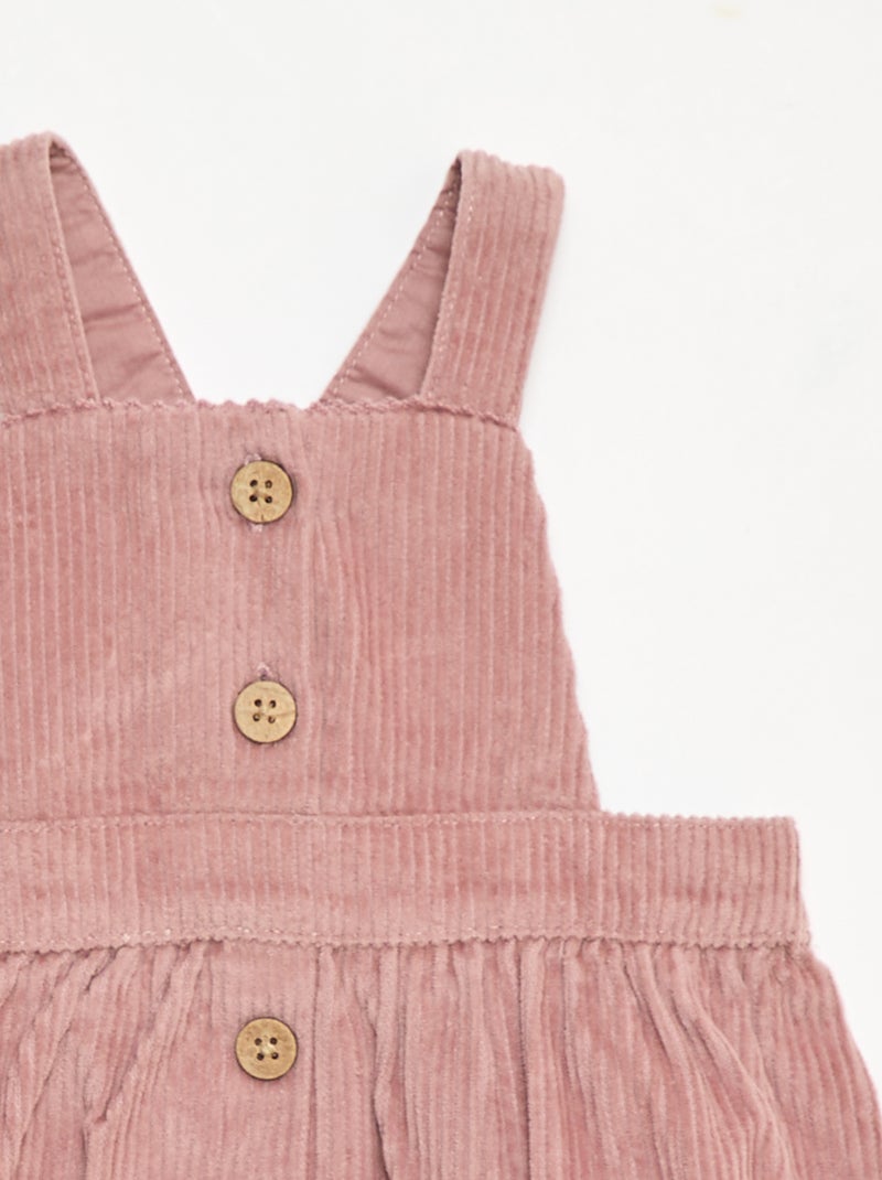 Salopette à bretelles en velours Rose - Kiabi