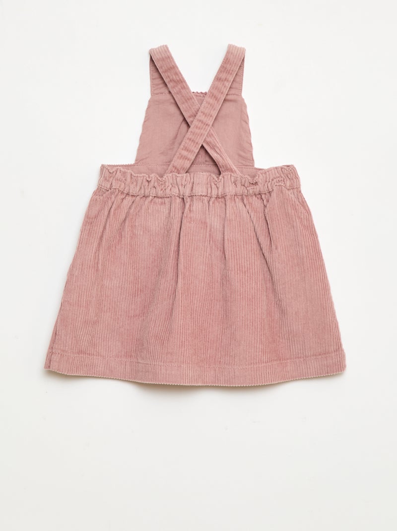 Salopette à bretelles en velours Rose - Kiabi