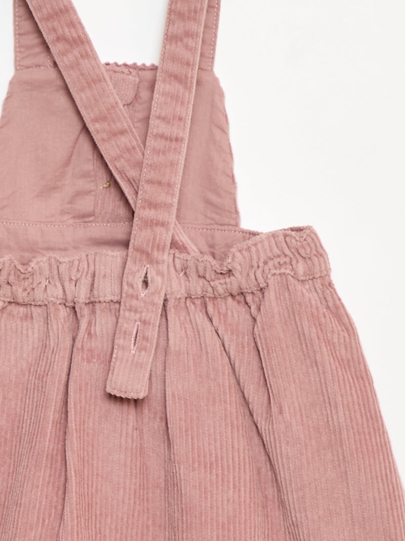 Salopette à bretelles en velours Rose - Kiabi