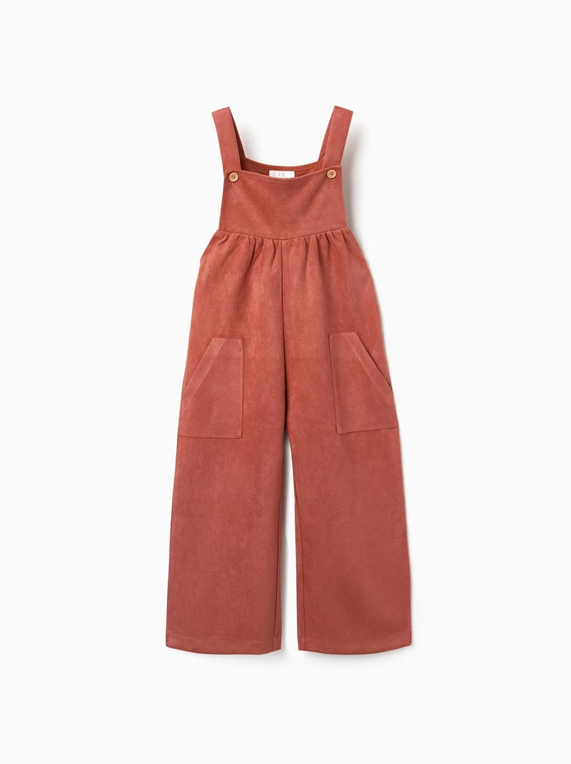 Salopette à jambe large en maille interlock avec poches Marron - Kiabi