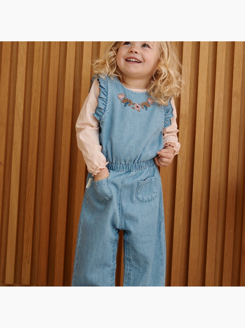Salopette bébé en jean cléo Bleu - Kiabi