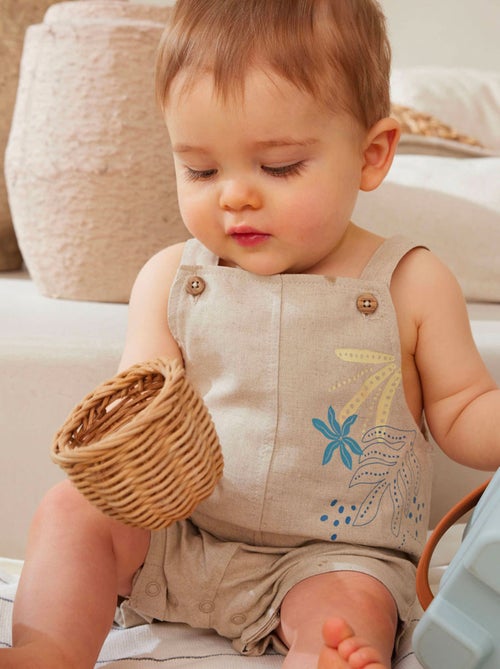Salopette bébé en lin mélangé Moka - Kiabi