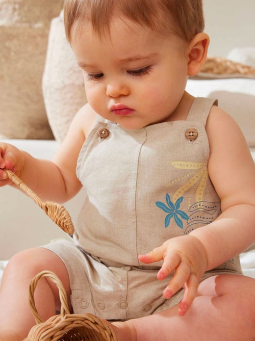 Salopette bébé en lin mélangé Moka - Kiabi