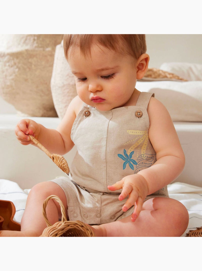 Salopette bébé en lin mélangé Moka Beige - Kiabi