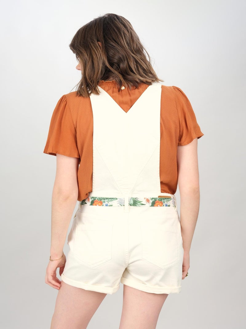 Salopette courte avec ceinture fleurie 'Deeluxe' Blanc - Kiabi