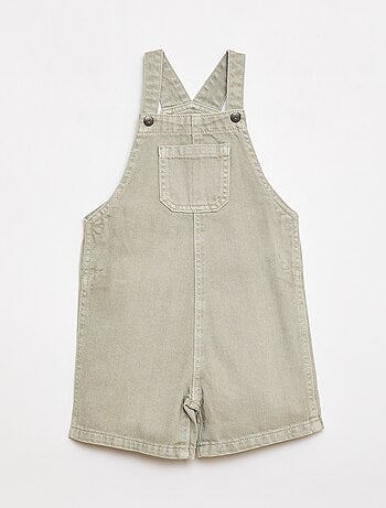 Salopette courte denim en coton unie