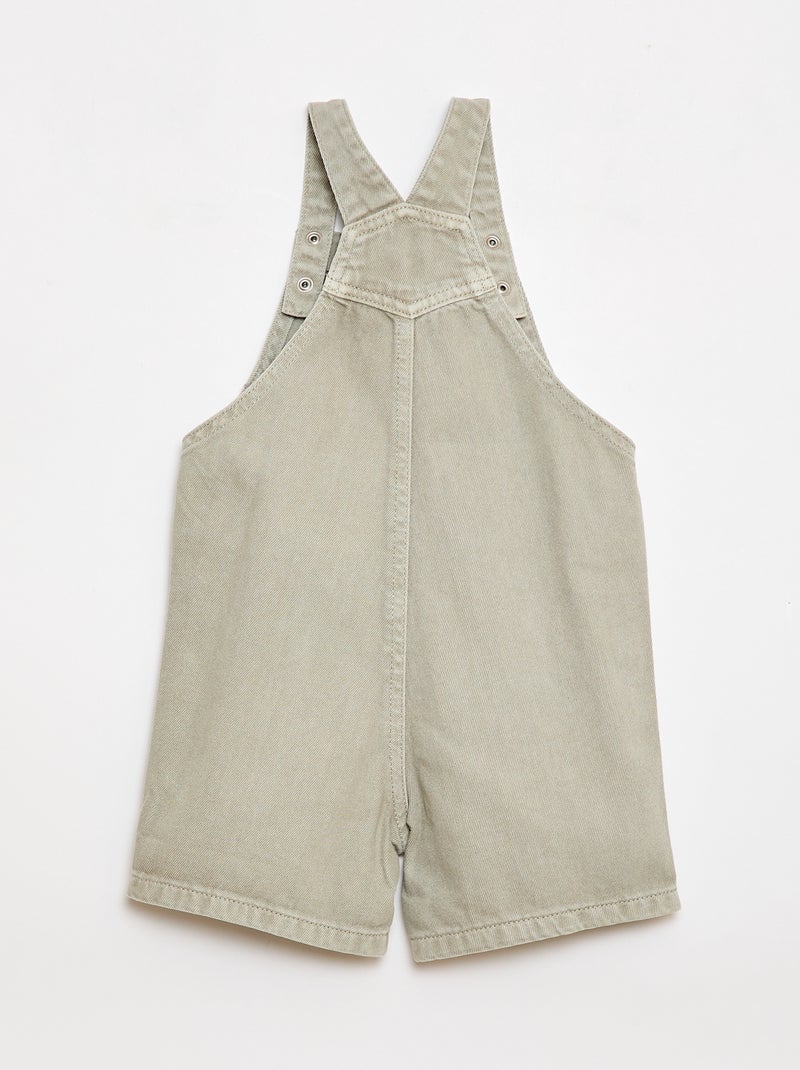 Salopette courte denim en coton unie Gris - Kiabi