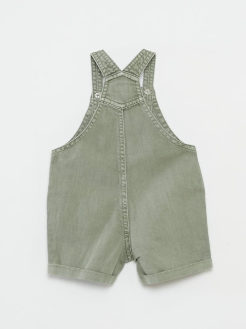 Salopette courte en denim coloré Vert - Kiabi