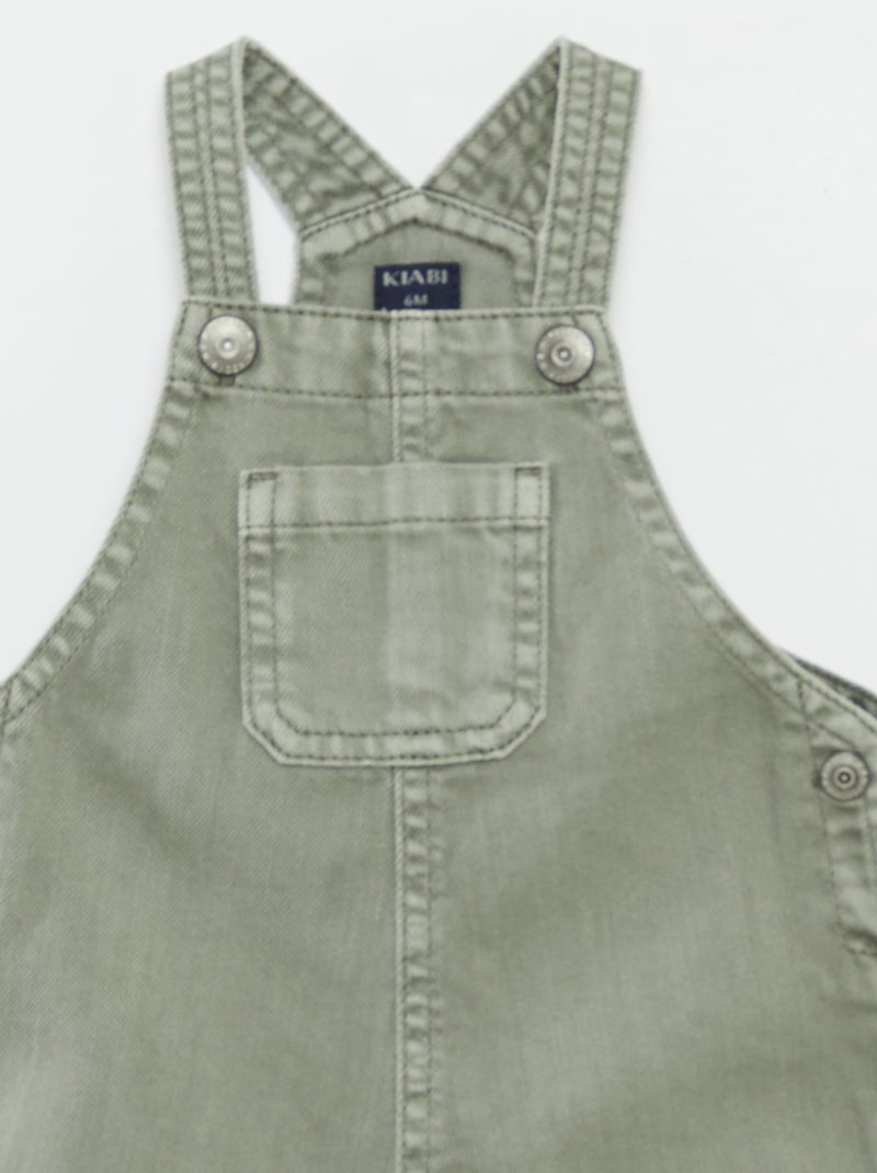 Salopette courte en denim coloré Vert - Kiabi