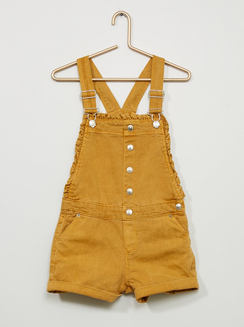 Salopette courte en denim Moutarde - Kiabi
