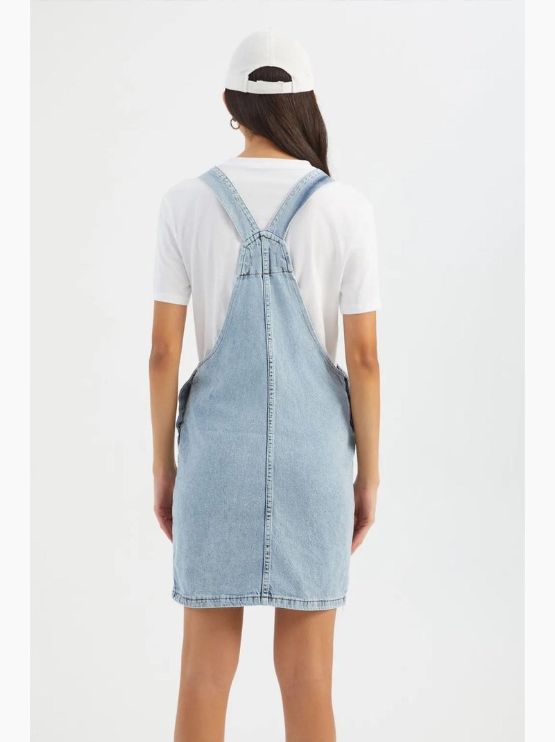 Salopette courte en jean à poches hiccup Bleu clair - Kiabi
