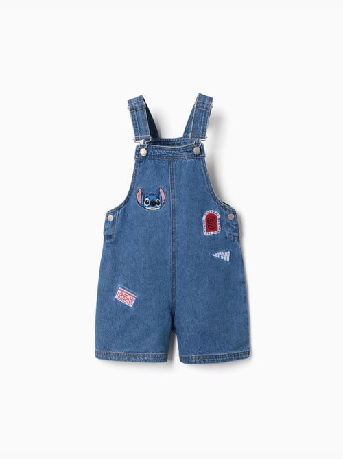 Salopette courte en jean avec broderies stitch - Kiabi Salopette courte en jean avec broderies stitch - Kiabi