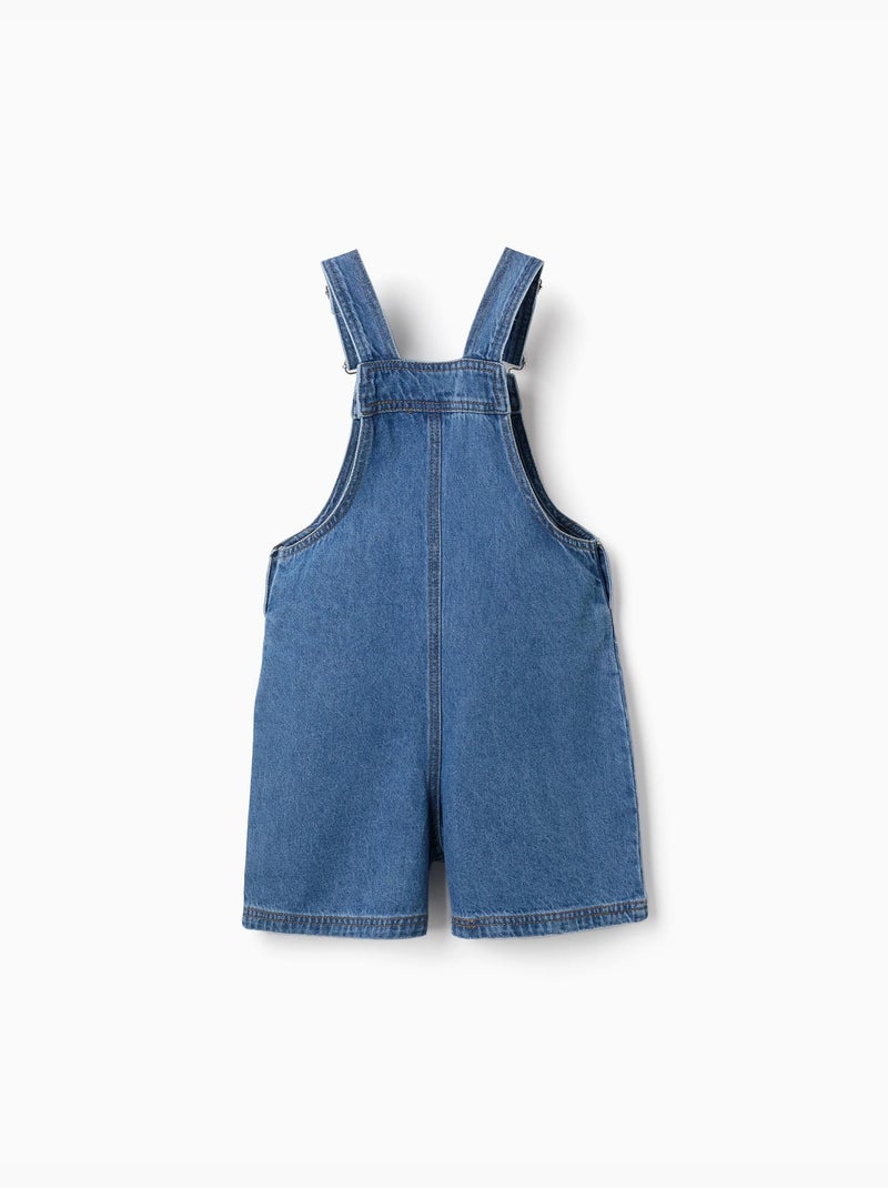Salopette courte en jean avec broderies stitch Bleu Bleu - Kiabi