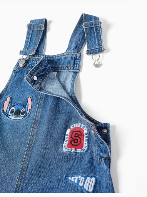 Salopette courte en jean avec broderies stitch - Kiabi Salopette courte en jean avec broderies stitch - Kiabi