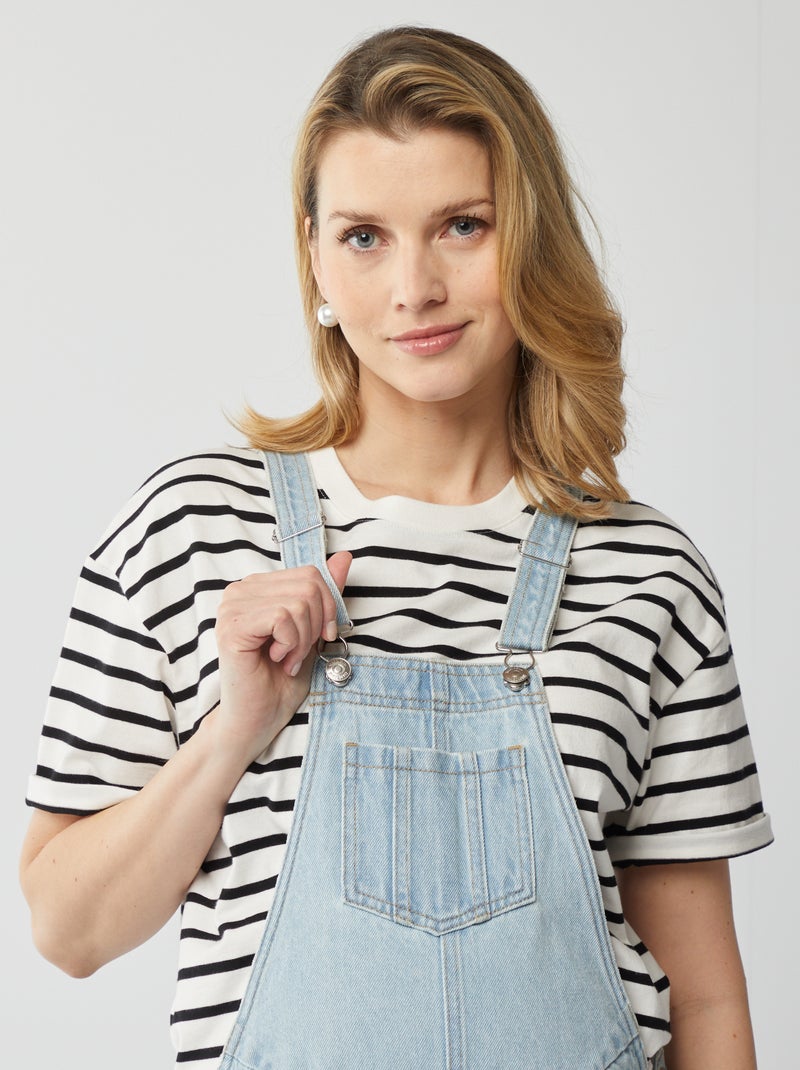 Salopette courte en jean de maternité BLE - Kiabi