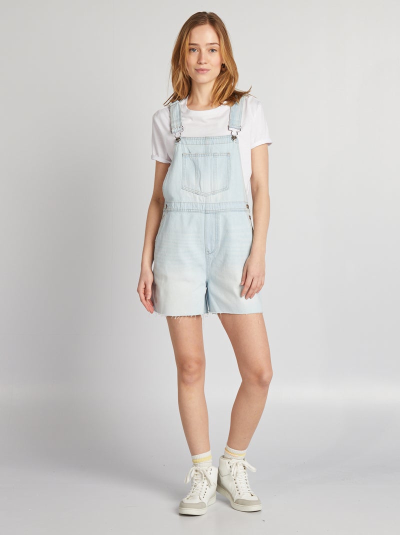 Salopette courte en jean Triple stone - Kiabi