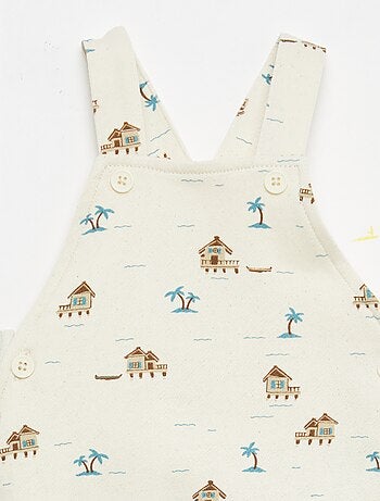 Salopette courte en molleton non gratté avec bretelles en coton