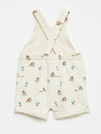 Salopette courte en molleton non gratté avec bretelles en coton