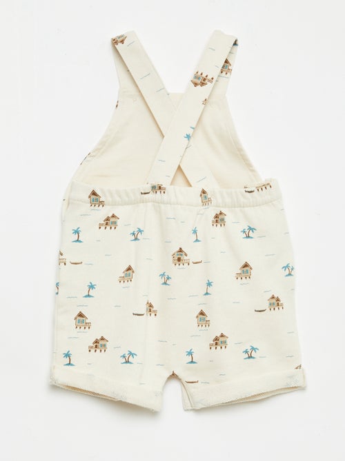 Salopette courte en molleton non gratté avec bretelles en coton - Kiabi