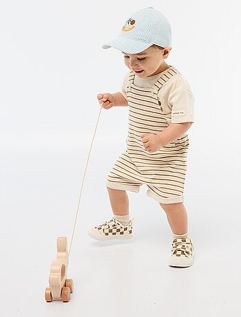 Salopette courte en molleton non gratté avec bretelles en coton