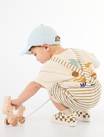 Salopette courte en molleton non gratté avec bretelles en coton