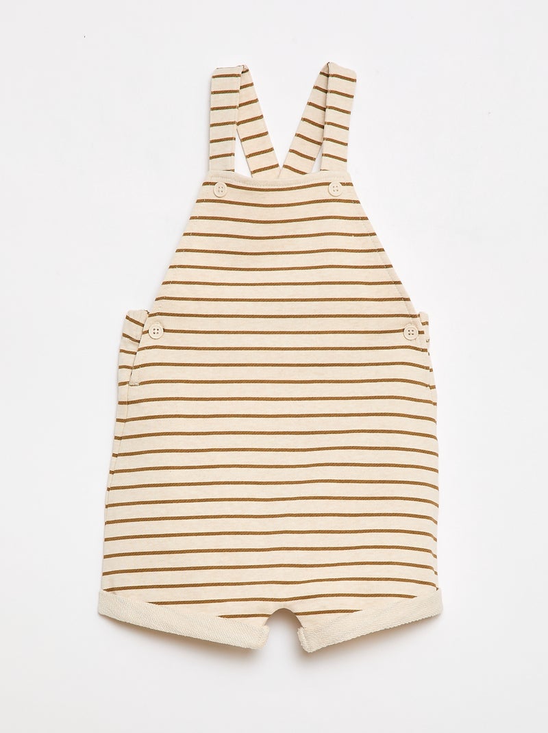 Salopette courte en molleton non gratté avec bretelles en coton Beige - Kiabi