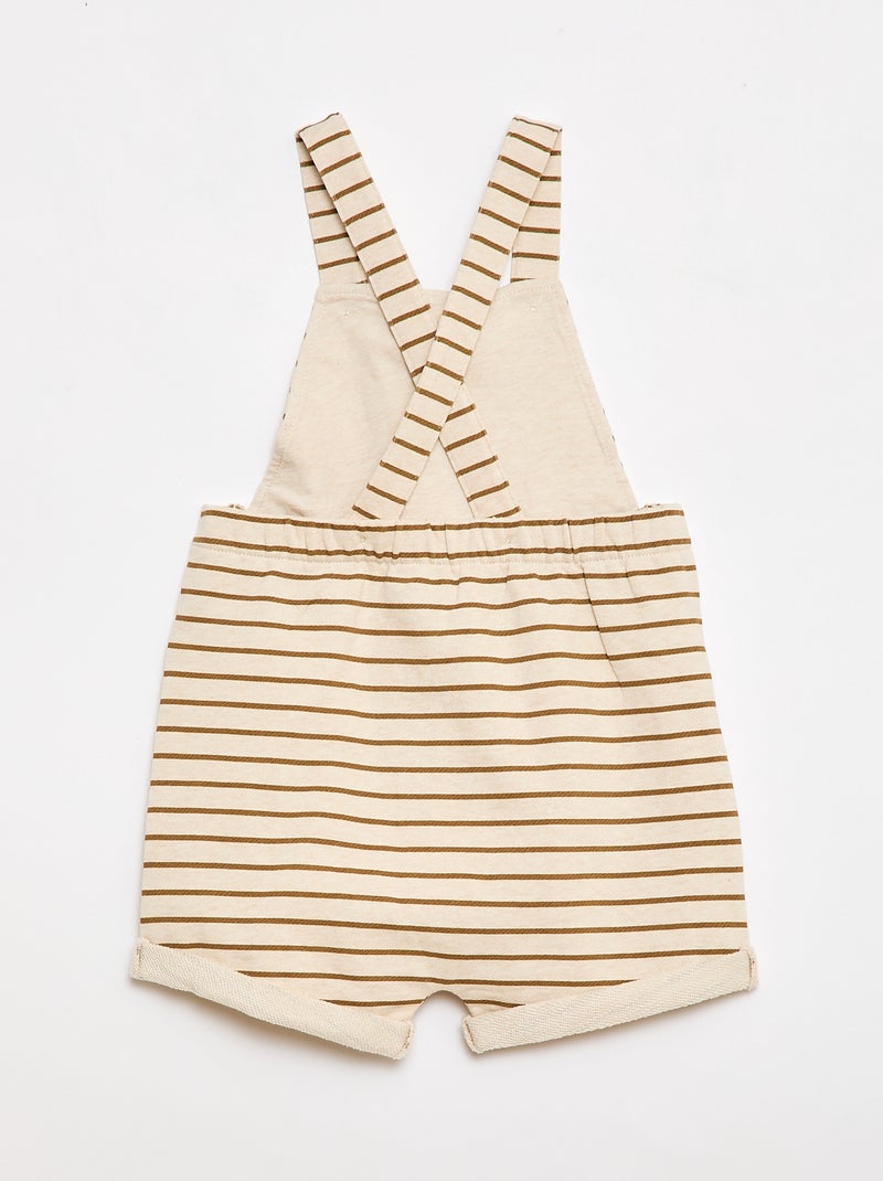 Salopette courte en molleton non gratté avec bretelles en coton Beige - Kiabi