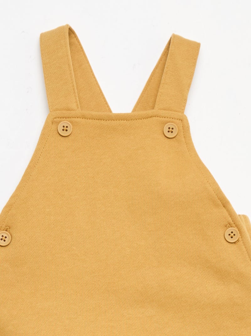 Salopette courte en molleton non gratté avec bretelles en coton Jaune moutarde - Kiabi