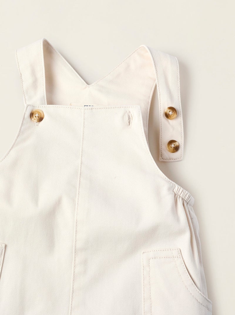 Salopette Courte en Sergé Gris clair - Kiabi